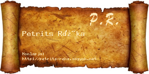 Petrits Réka névjegykártya
